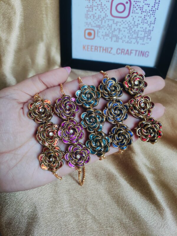 Handcrafted 3D round rose Flower Adjustable Bracelet