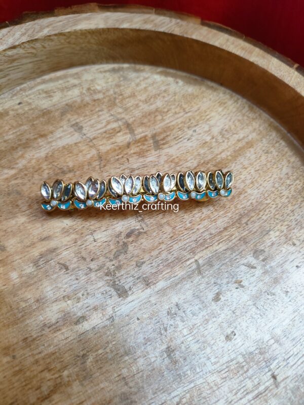 Handmade 3D Kundan Hairclip-3D Lotus Hair Clip