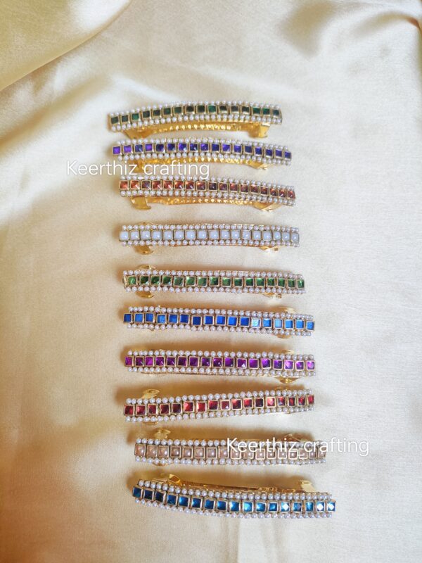 Handmade Kundan centre Hairclip-Bridal & Festive Hair Accessories-8cm length-1piece