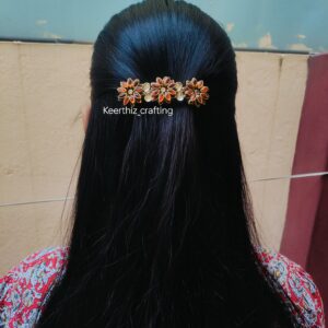 Handmade 3D Kundan Hairclip -flower Kundan clip