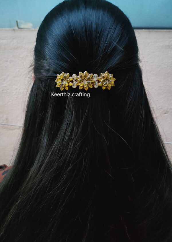Handmade 3D Kundan Hairclip -floral hair clip