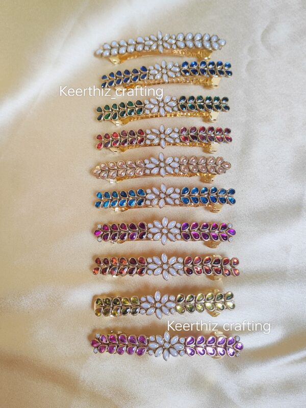 Handmade Kundan centre Hairclip-Bridal & Festive Hair Accessories-8cm length-1piece