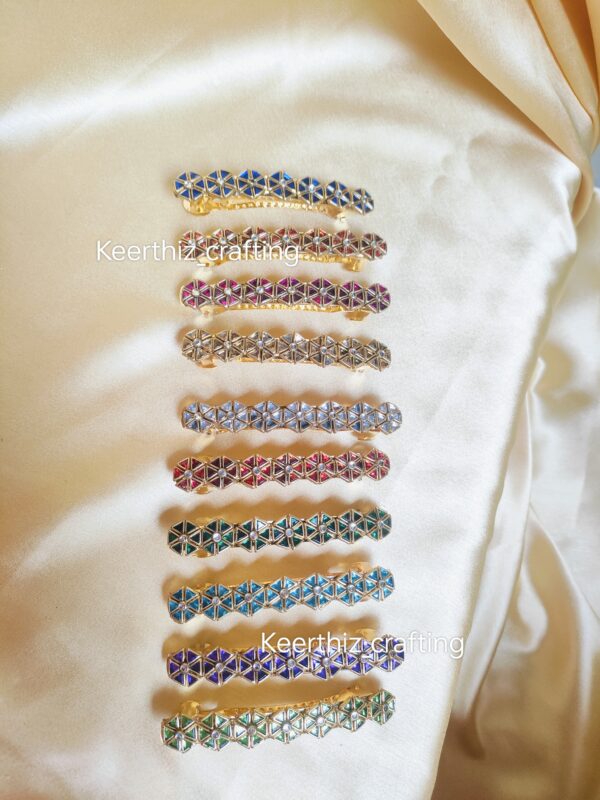 Handmade Kundan centre Hairclip-Bridal & Festive Hair Accessories-8cm length-1piece