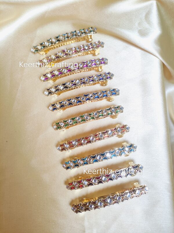 Handmade Kundan centre Hairclip-Bridal & Festive Hair Accessories-8cm length-1piece