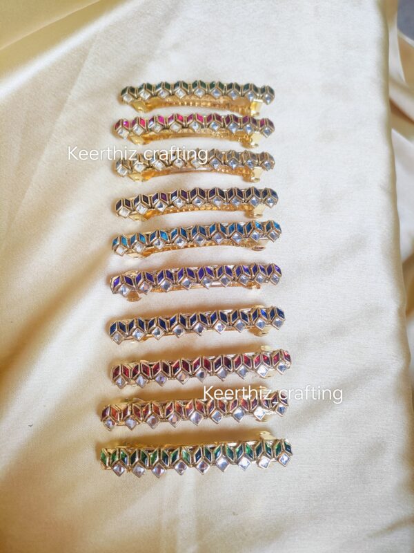 Handmade Kundan centre Hairclip-Bridal & Festive Hair Accessories-8cm length-1piece