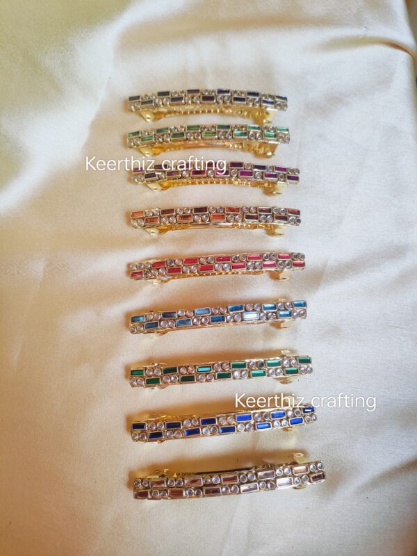 Handmade Kundan centre Hairclip-Bridal & Festive Hair Accessories-8cm length-1piece