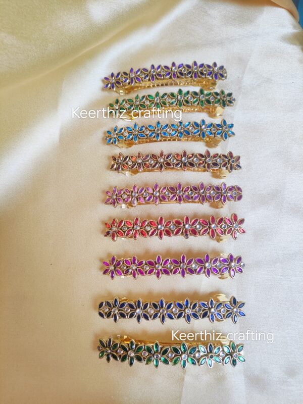 Handmade Kundan centre Hairclip-Bridal & Festive Hair Accessories-8cm length-1piece