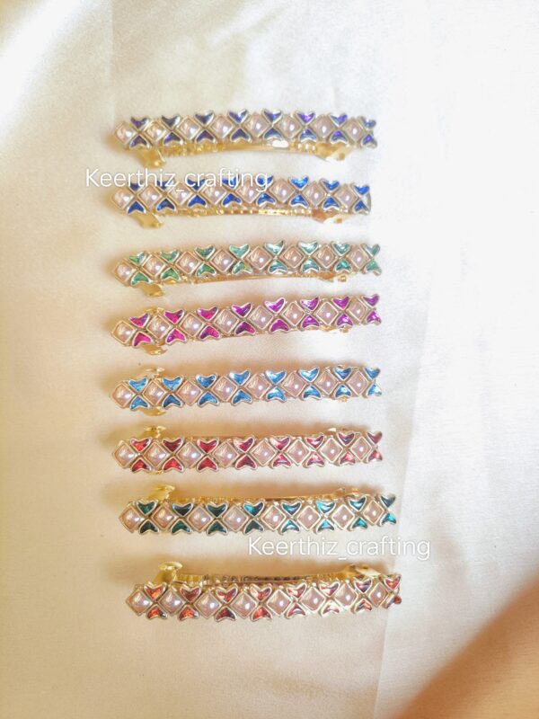 Handmade Kundan centre Hairclip-Bridal & Festive Hair Accessories-8cm length-1piece