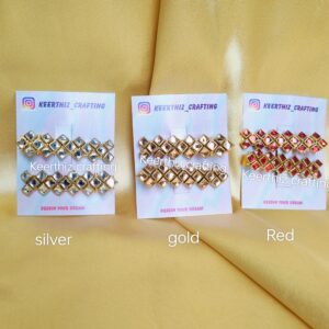 kundan alligator clips for girls - handmade - return gifts - 1 pair