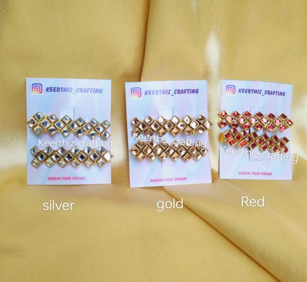 kundan alligator clips for girls - handmade - return gifts - 1 pair