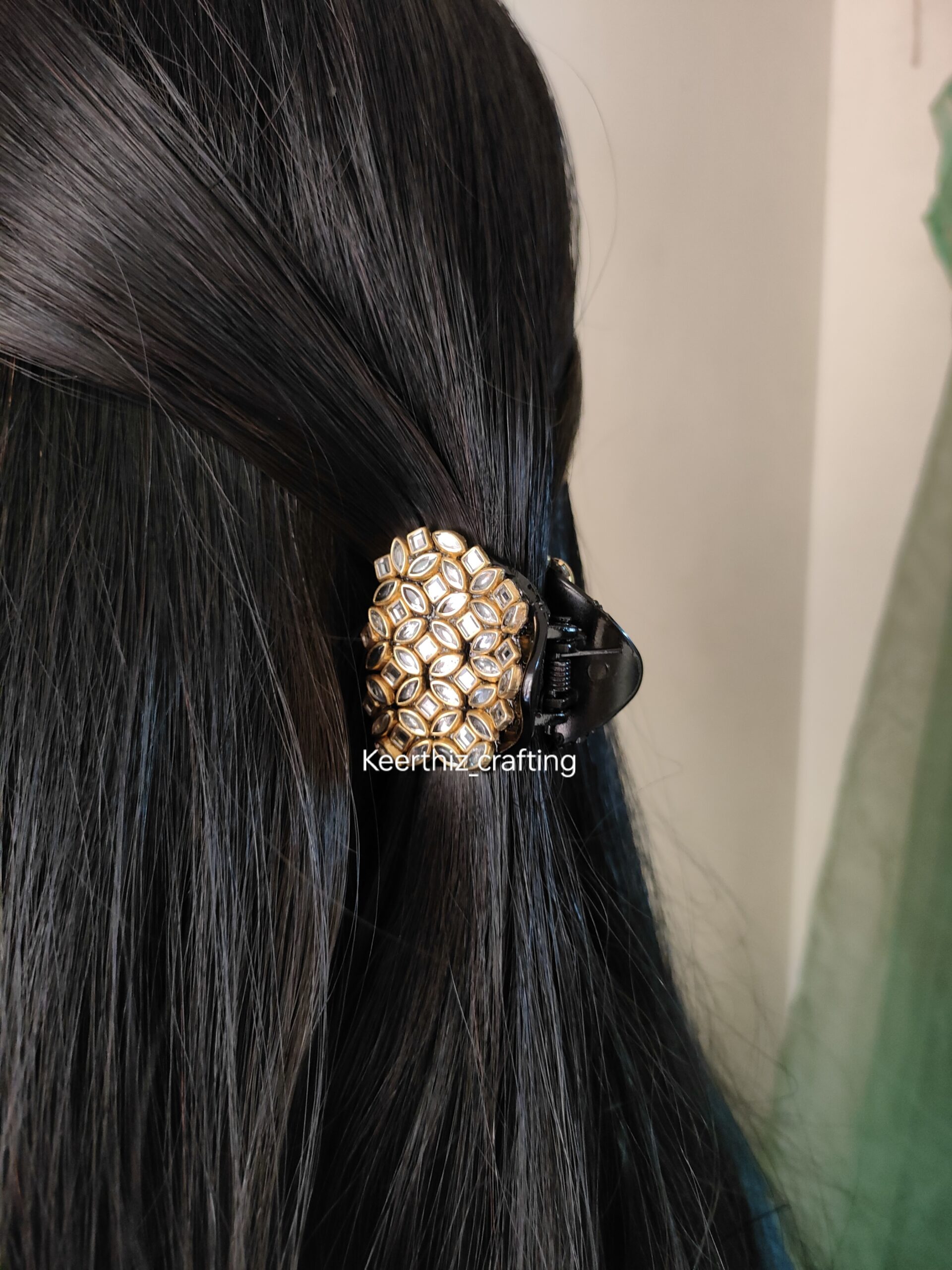 bridal kundan hair clutch for wedding functions-customisable - keerthiz crafting