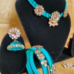 Handmade silk thread necklace set with earrings and bangles- keerthiz crafting