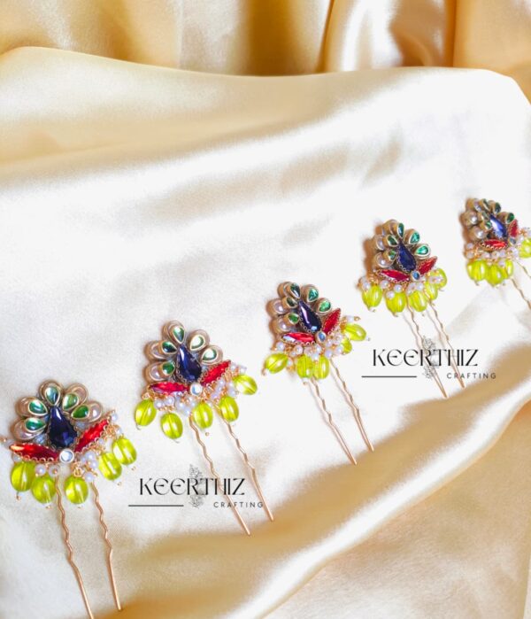 3D Designer U-Pin – Bridal Hair Accessory | Bun Pin | Premium Stone Work