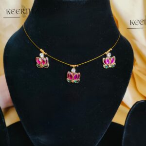 lotus Invisible Necklace - diamond pendent look -3 pendent