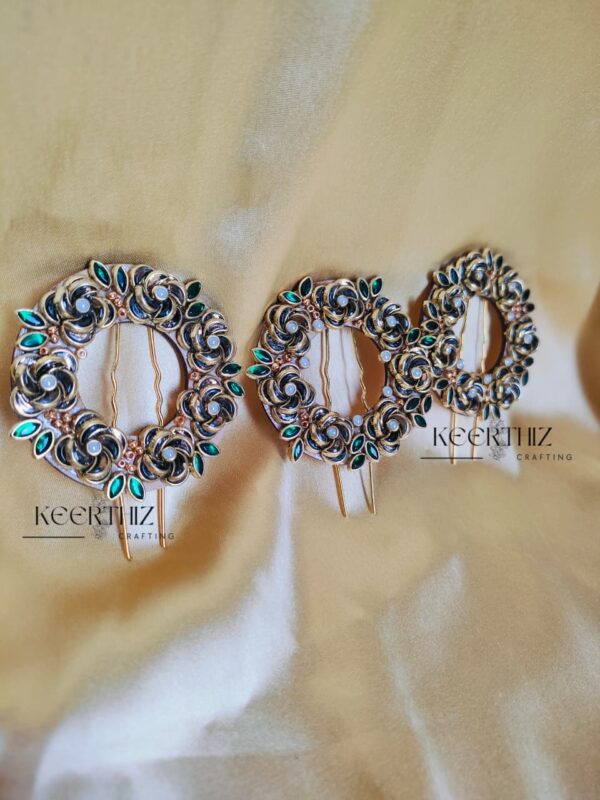 3D Rose Designer U-Pin – Bridal Hair Accessory |Bun Pin | Premium Stone Work