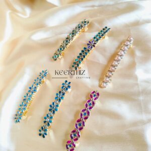 Handmade Kundan centre Hairclip- best for gifting seasons -8cm length-1piece