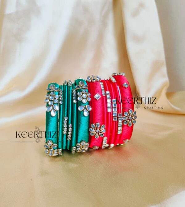 Semi kundan Bridal Bangles -Set of 6 bangles - baby shower return gift option