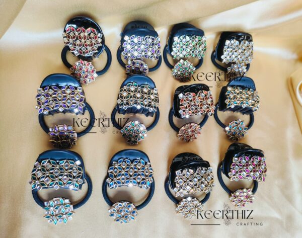 silk thread hair accessories combo for weddings and parties - clutch and hair tie