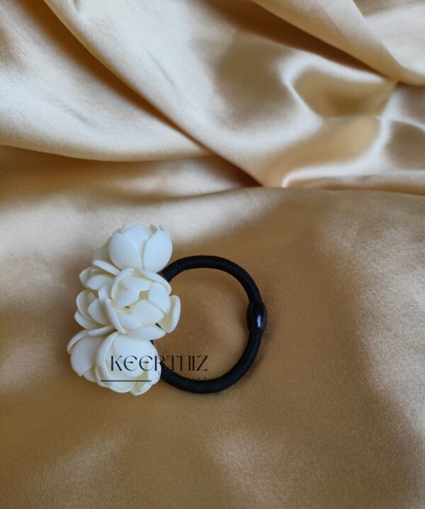 Artificial Jasmine Hair Tie / Hair Band – Soft-Touch Handmade Floral Accessory for Buns & Ponytails